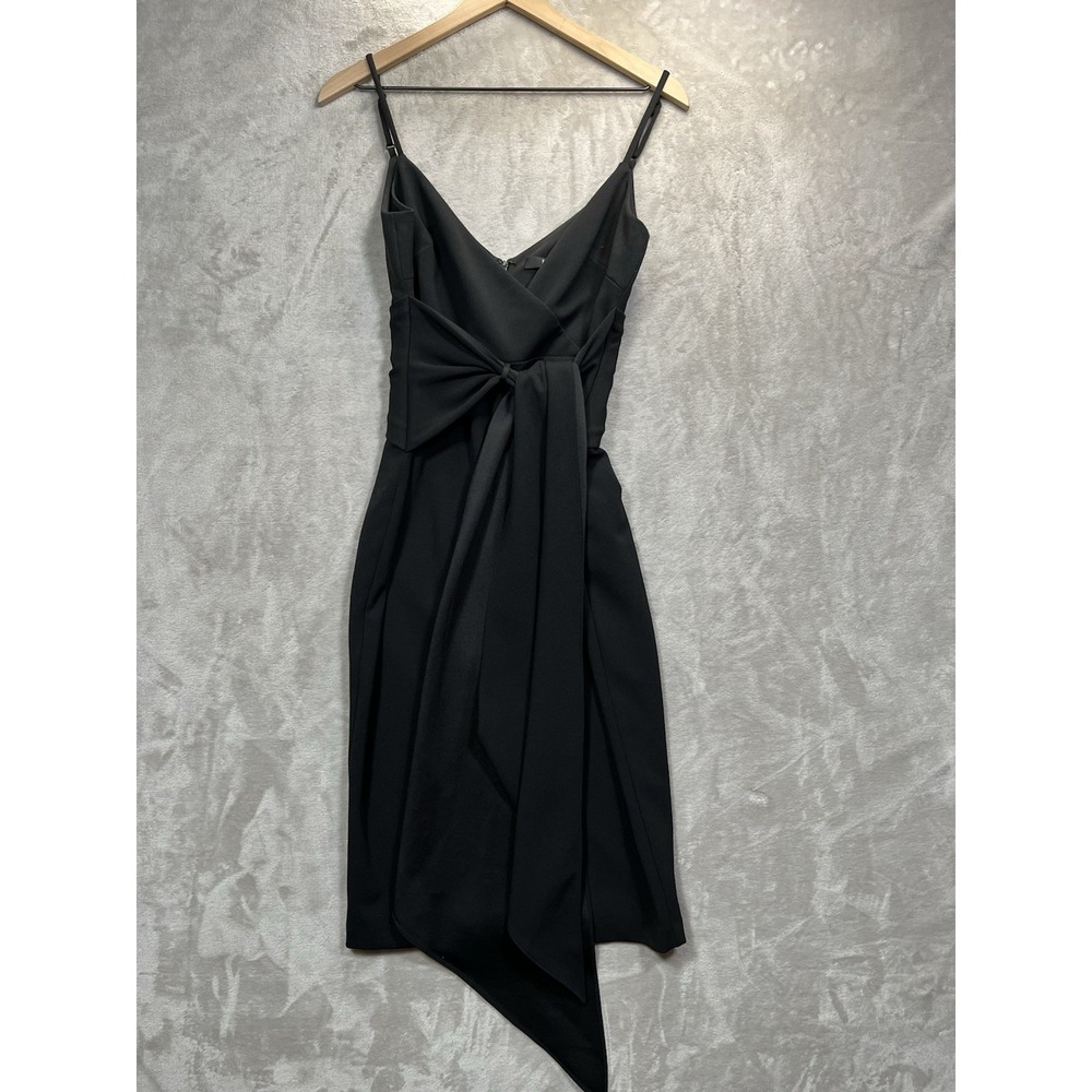 Badgley Mischka Dress‎ Women Black Tie Front Draped Size 6